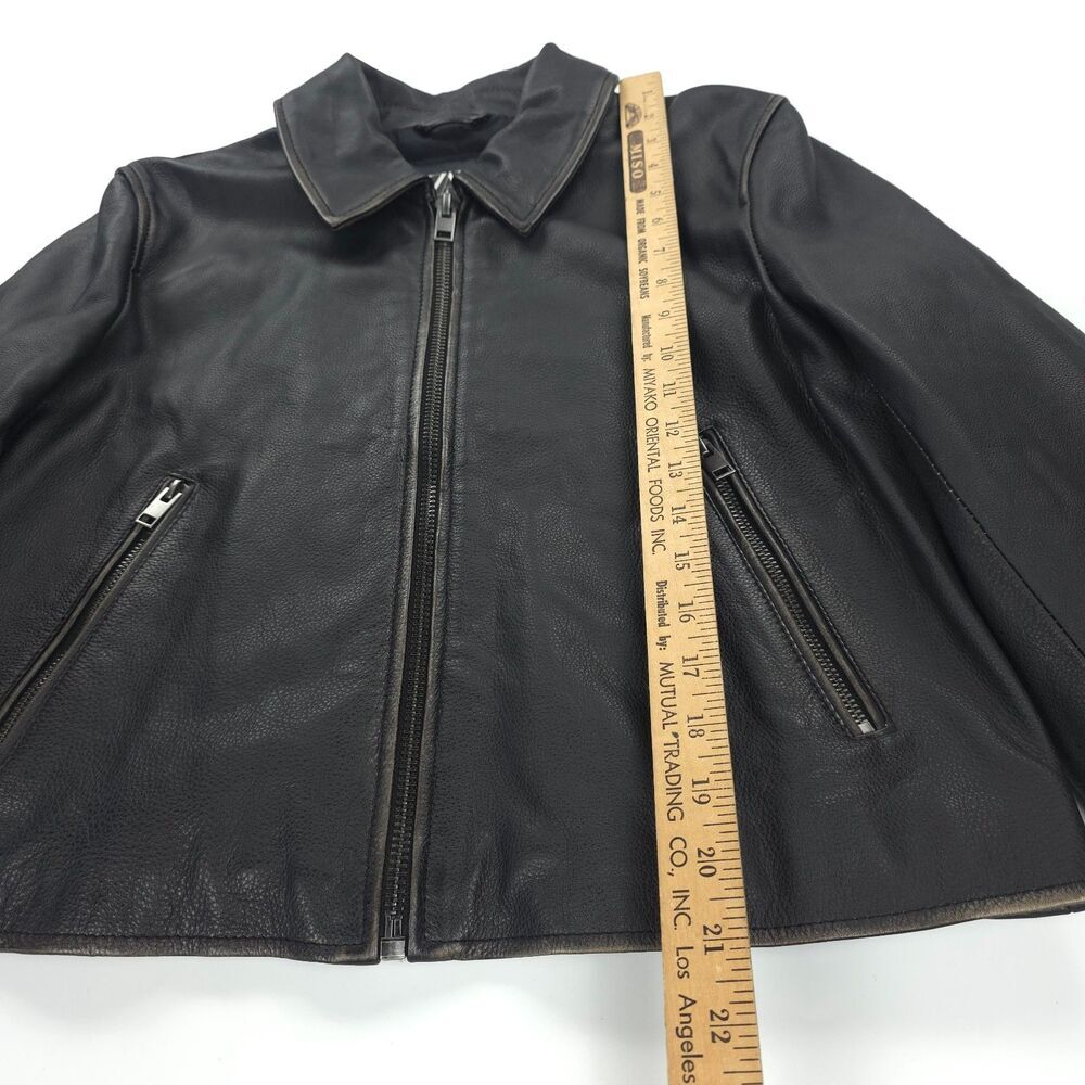 NEW Zara Genuine Leather Jacket Distressed Crop 90s Y2k Downtown Girl Clean Girl - Picture 5 of 13